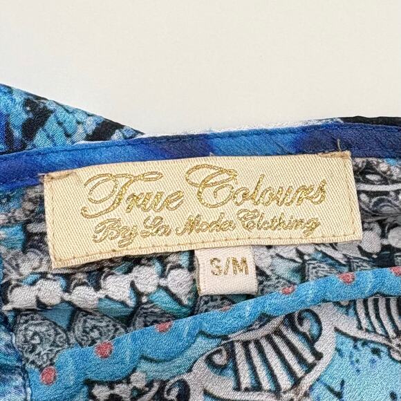 True Colors by La Moda Hi Low Frill Maxi Dress Size Small Medium Resort Flowy - Picture 11 of 16